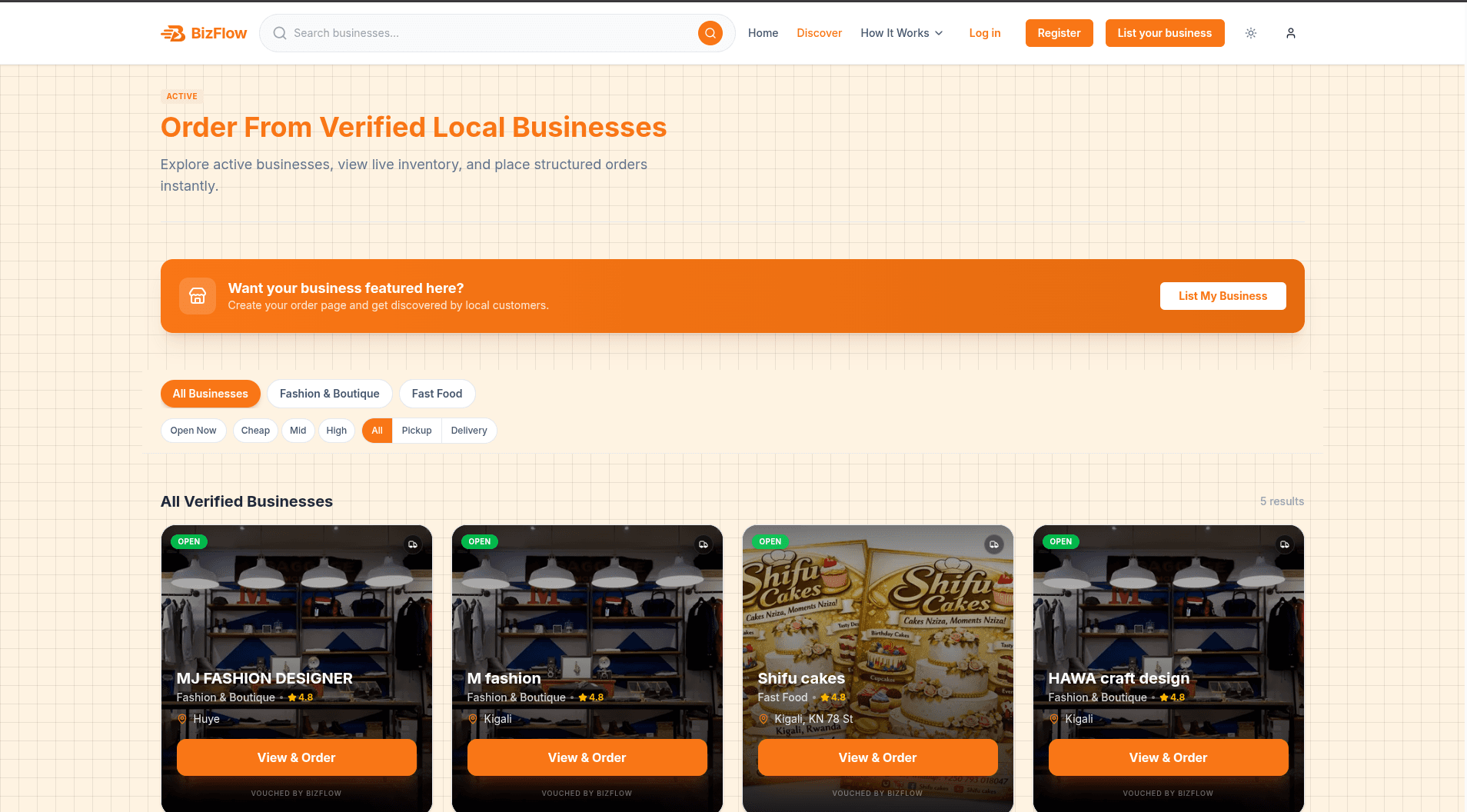 BizFlow Merchant Counter